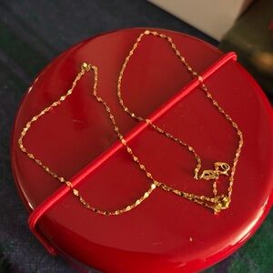 Solid 10K Yellow Gold 18” 1.2mm Elegant Mirror Link Chain Necklace